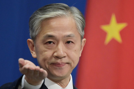 中国外務省の汪文斌副報道局長=2020年11月、北京(AFP時事)
