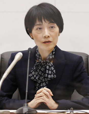 就任会見する日銀の中川順子審議委員=30日午後、東京都中央区(代表撮影)