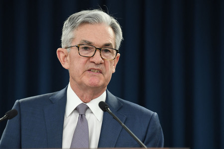 米連邦準備制度理事会(FRB)のパウエル議長=2020年3月、ワシントン(AFP時事)