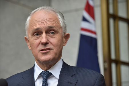 オーストラリアのターンブル前首相=2018年、キャンベラ(AFP時事)