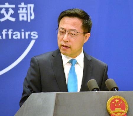 中国外務省の趙立堅副報道局長=1月、北京
