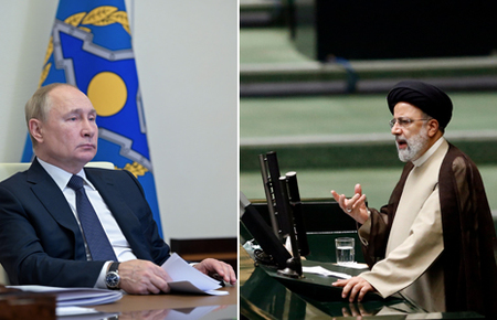 ロシアのプーチン大統領（左）とイランのライシ大統領（ともにＥＰＡ時事）