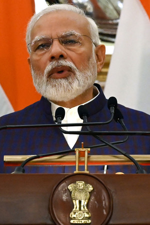 インドのモディ首相＝２日、ニューデリー（ＡＦＰ時事）
