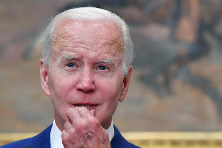 バイデン米大統領=21日、ワシントン(AFP時事)