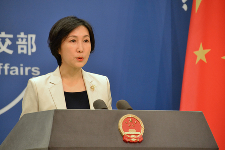 中国外務省の毛寧副報道局長=9月6日、北京