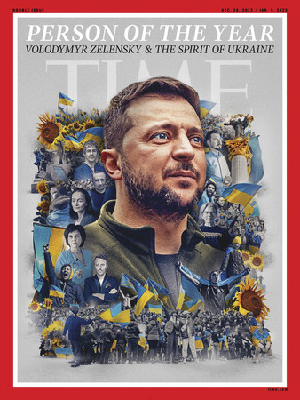 米誌タイムの「今年の人」に選ばれ、表紙を飾ったウクライナのゼレンスキー大統領（ＡＦＰ時事）