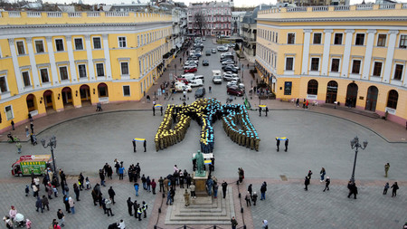 ウクライナ南部オデッサの街並み＝２０２２年２月（ＡＦＰ時事）