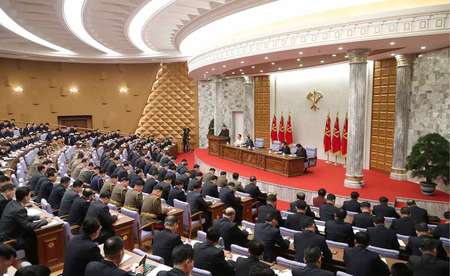 ２０２１年２月に北朝鮮・平壌で開かれた朝鮮労働党中央委員会総会（ＡＦＰ時事）