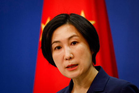 中国外務省の毛寧副報道局長=3月24日、北京(EPA時事)