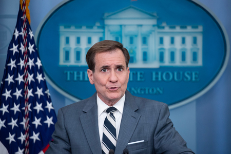 米国家安全保障会議(NSC)のカービー戦略広報調整官=5月31日、ワシントン(EPA時事)