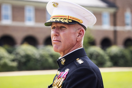 米海兵隊トップの総司令官に就任するエリック・スミス氏=7月10日、ワシントン(EPA時事)