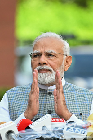 インドのモディ首相＝９月１８日、ニューデリー（ＡＦＰ時事）