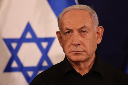 イスラエルのネタニヤフ首相＝１０月２８日、テルアビブ（ＡＦＰ時事）