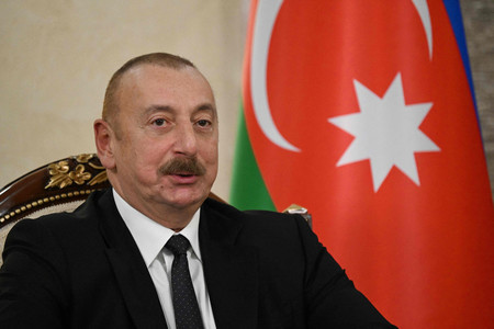 アゼルバイジャンのアリエフ大統領＝１０月１２日、ビシケク（ＡＦＰ時事）