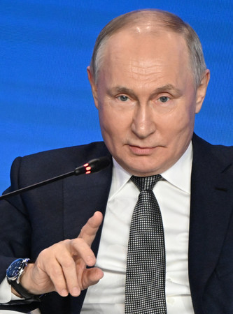 ロシアのプーチン大統領＝１４日、モスクワ（ＥＰＡ時事）