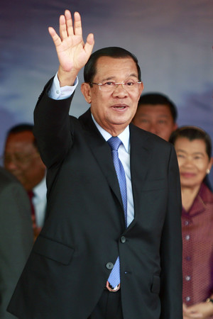 カンボジア人民党のフン・セン党首＝１月７日、プノンペン（ＥＰＡ時事）