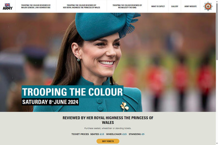 ６月の行事へのキャサリン英皇太子妃の出席を伝える陸軍の公式サイト