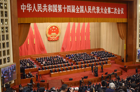 １１日、北京で開かれた中国の全国人民代表大会（全人代）の閉幕式