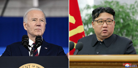 バイデン米大統領（左）と北朝鮮の金正恩朝鮮労働党総書記（ＡＦＰ時事）