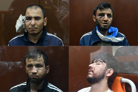 シャムシディン・ファリドゥニ容疑者（左下）を含む銃乱射事件の実行犯とされる４人（ＡＦＰ時事）