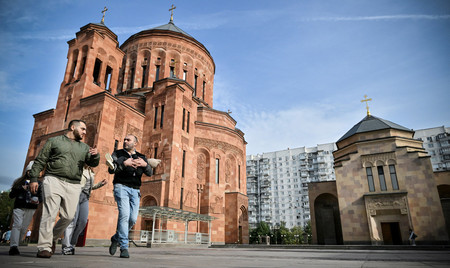 モスクワのアルメニア教会＝２０２３年１０月（ＡＦＰ時事）