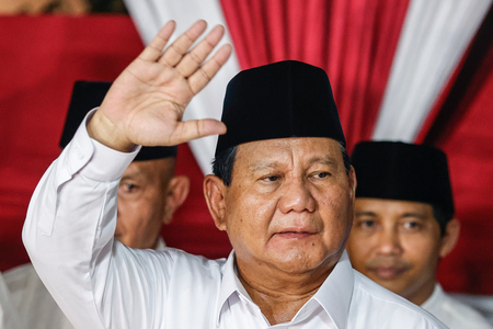インドネシア次期大統領のプラボウォ国防相（ＥＰＡ時事）