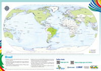 ブラジルを中心とした世界地図（ブラジル地理統計院提供）