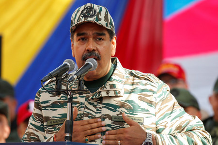 ベネズエラのマドゥロ大統領＝１３日、カラカス（ロイター時事）