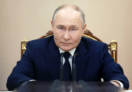 ロシアのプーチン大統領＝１５日、モスクワ（ＥＰＡ時事）
