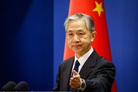 中国の駐カンボジア大使に就任する汪文斌氏＝２０２３年６月、北京（ＥＰＡ時事）