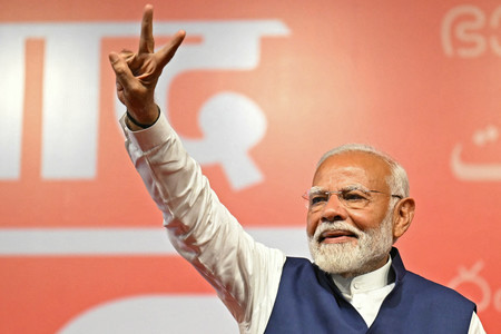 インドのモディ首相＝４日、ニューデリー（ＡＦＰ時事）