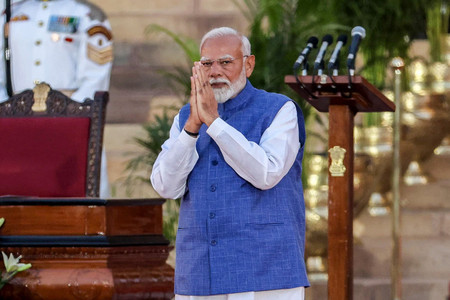 インドのモディ首相＝９日、ニューデリー（ＥＰＡ時事）