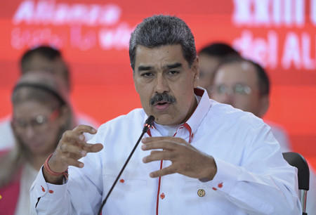 ベネズエラのマドゥロ大統領＝４月２４日、カラカス（ＡＦＰ時事）