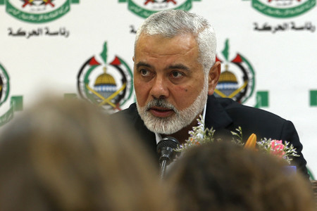 イスラム組織ハマスの最高指導者ハニヤ氏＝２０１９年６月、パレスチナ自治区ガザのガザ市（ＡＦＰ時事）