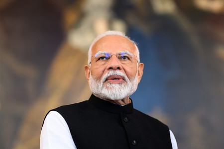 インドのモディ首相＝１０日、ウィーン（ＥＰＡ時事）