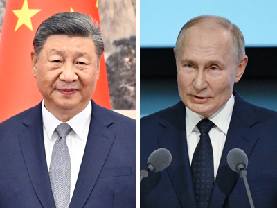 中国の習近平国家主席（写真左）とロシアのプーチン大統領（いずれもＥＰＡ時事）