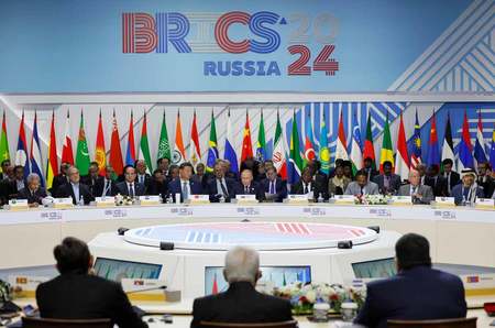 ２０２４年１０月にロシアのカザンで開催されたＢＲＩＣＳ首脳会議（ＥＰＡ時事）