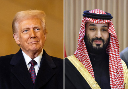 トランプ米大統領（左）とサウジアラビアのムハンマド皇太子（ＡＦＰ時事）