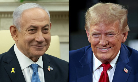 イスラエルのネタニヤフ首相（左）とトランプ米大統領（ＡＦＰ時事）