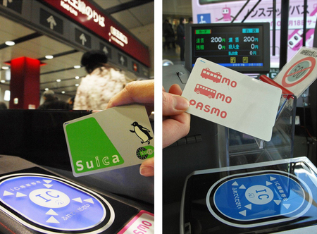 交通系ＩＣカードの「Ｓｕｉｃａ（スイカ）」（写真左）と「ＰＡＳＭＯ（パスモ）」