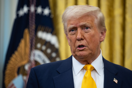トランプ米大統領=21日、ワシントン(EPA時事)