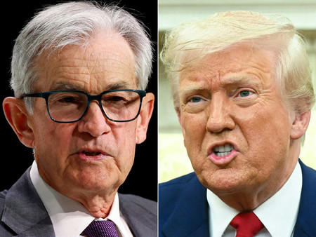 トランプ米大統領(右)とパウエル連邦準備制度理事会(FRB)議長(AFP時事)