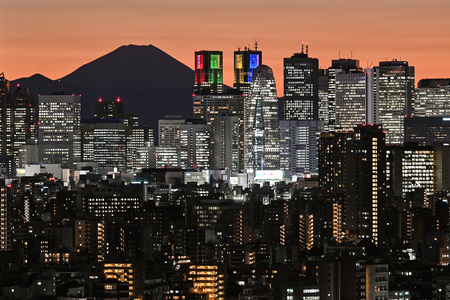 東京・新宿の高層ビル群=2023年11月(AFP時事)