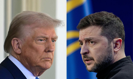 トランプ米大統領（左）とウクライナのゼレンスキー大統領（ＡＦＰ時事）