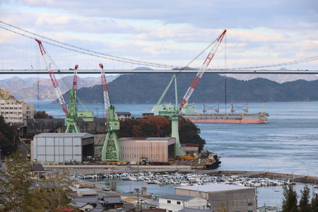 愛媛県今治市の造船所=2024年12月