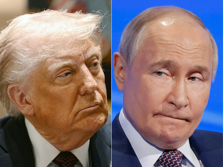 米国のトランプ大統領(左)とロシアのプーチン大統領(AFP時事)