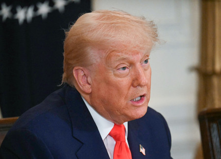 トランプ米大統領=22日、ワシントン(AFP時事)