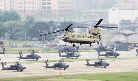 韓国ソウル近郊の米軍キャンプ・ハンフリーズ=2024年5月撮影(EPA時事)