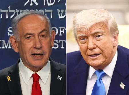 写真左からイスラエルのネタニヤフ首相とトランプ米大統領(EPA時事)