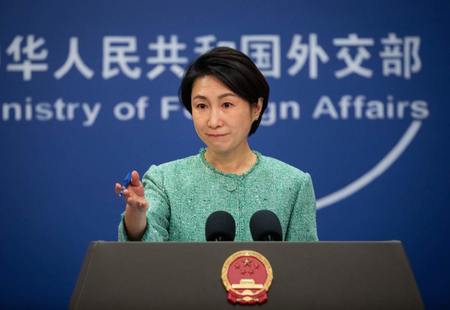 中国外務省の毛寧報道局長=2024年12月23日、北京(EPA時事)